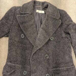 Gray Wool Double-Breasted Pea Coat